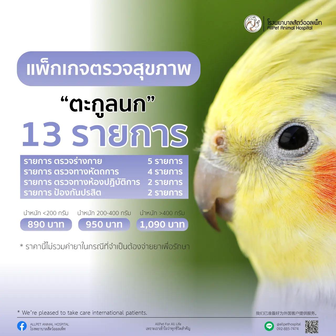 แพ็คเกจ ตรวจสุภาพนก